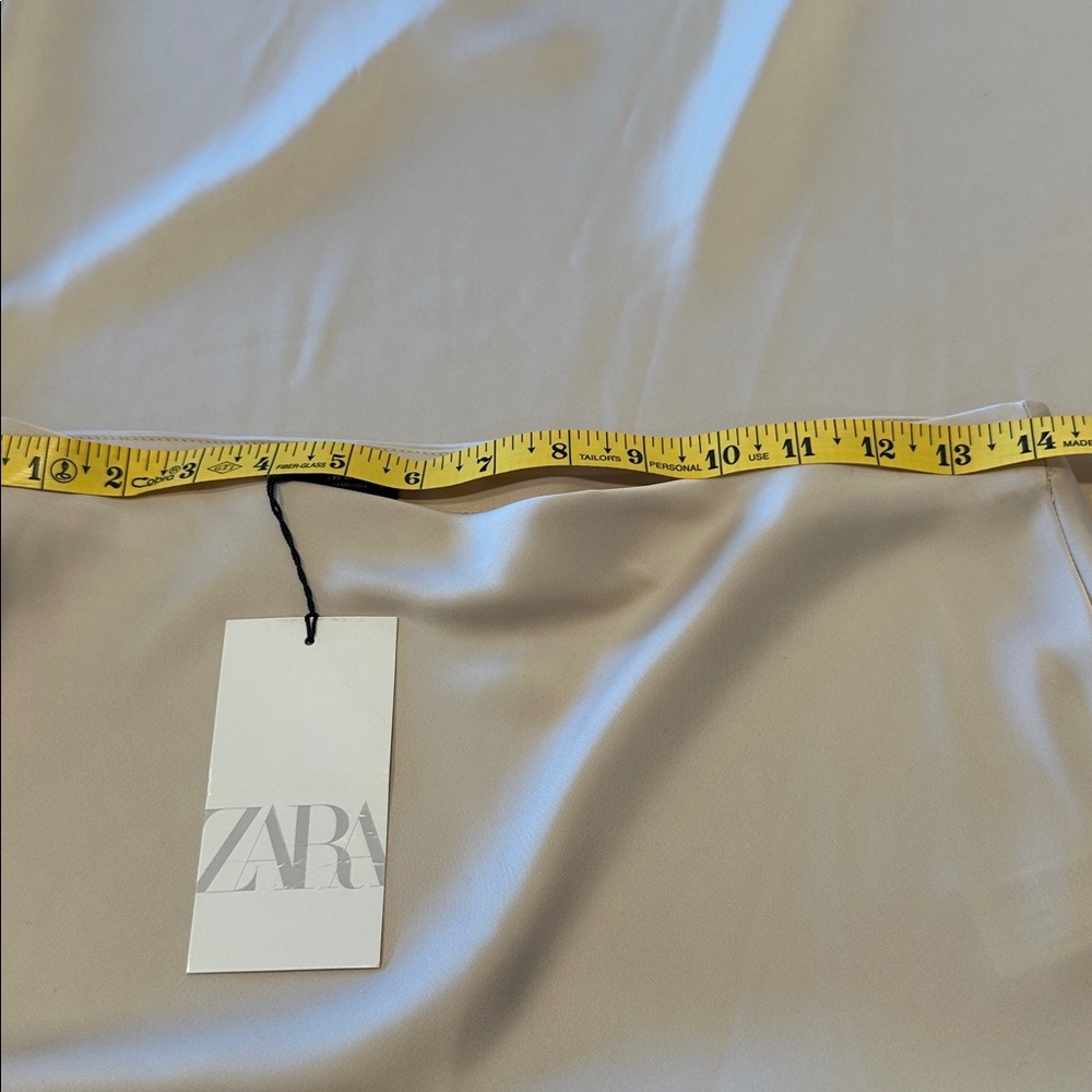 NWT  Zara Low Rise Cream Silk Midi Skirt XS - Picture 4 of 4